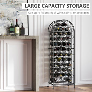 English Elm Rack Wrought Iron Floor Wine Storage with Renaissance Scrollwork Antique Bronze Finish T3971P384740