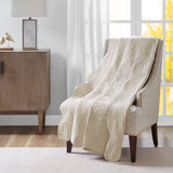 Madison Park Tuscany Cottage/Country Oversized Quilted Throw with Scalloped Edges MP50-1215 Cream