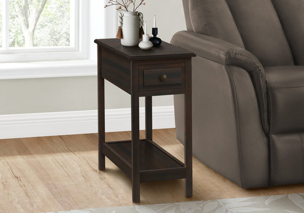 English Elm Accent Drum End Table with Hammered Metal Finish — 22" Handcrafted Cone Shape for Chic Living Spaces Walnut 29 L x 15 W x 7 H B2710P219493