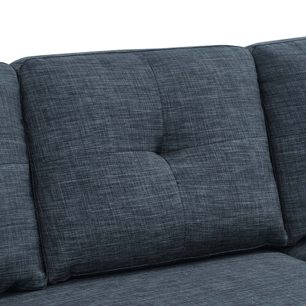 English Elm Upholstered Sleeper Sofa with Chaise & Under-Seat Storage, Reversible L/R, Modern Compact Design Blue B355S00006