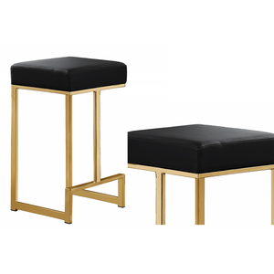 English Elm 25 in Backless Faux Leather Counter Stools with Brushed Gold Sled Base Set of 2 Gold+Black B011P497731