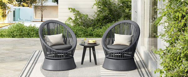 English Elm Christopher Knight Home® - [Set Of 2] Stylish Gray Swivel Wicker Lounge Chairs With Plush Cushions For Indoor And Outdoor Relaxation N767P237032B_2