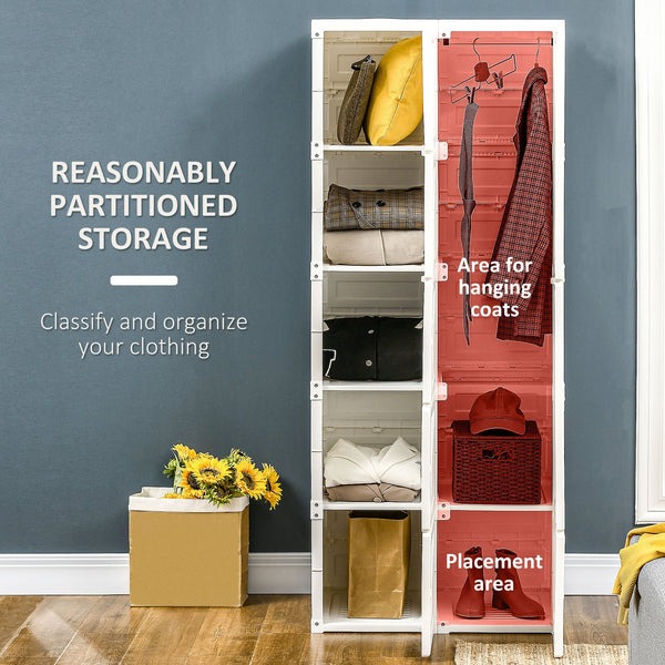 English Elm Homcom Portable Wardrobe Closet With 8 Cubes & Hanging Rod - Lightweight, Easy Setup & Dust-Resistant! W2225P173981