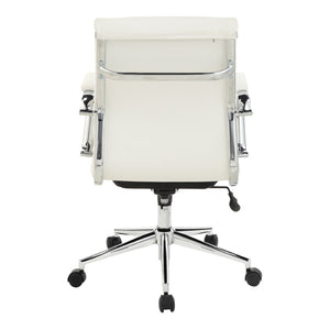 OSP Home Furnishings High Back Ergonomic Manager Chair with Antimicrobial Fabric Chrome Arms and Lumbar Support Mid Snow 920351C-R101