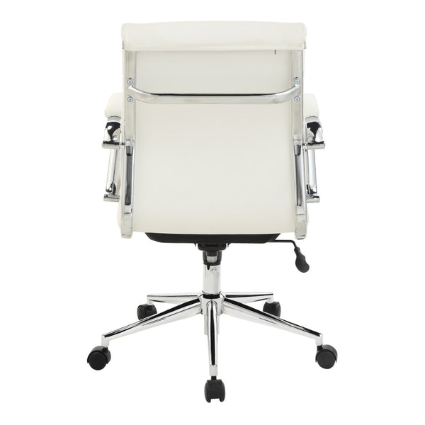 OSP Home Furnishings High Back Ergonomic Manager Chair with Antimicrobial Fabric Chrome Arms and Lumbar Support Mid Snow 920351C-R101