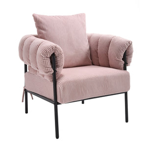 English Elm TS Modern decorative chair with plush teddy fleece upholstery and gold metal legs for luxe comfort and style Light Pink W2311P308066