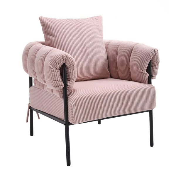 English Elm TS Modern decorative chair with plush teddy fleece upholstery and gold metal legs for luxe comfort and style Light Pink W2311P308066