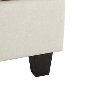 English Elm Upholstered Compact Ottoman with Birch Legs Padded Footrest for Living Room Decor Beige N757P377351I