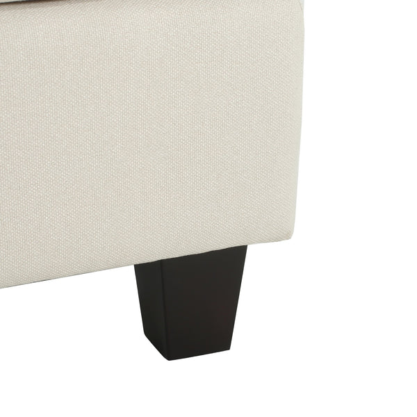 English Elm Upholstered Compact Ottoman with Birch Legs Padded Footrest for Living Room Decor Beige N757P377351I