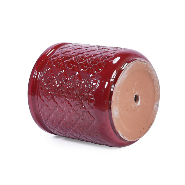 English Elm 3 Pieces Ceramic Flowerpot Set - Modern Bean Paste Red Planters For Stylish Indoor & Outdoor Spaces W3273P321477