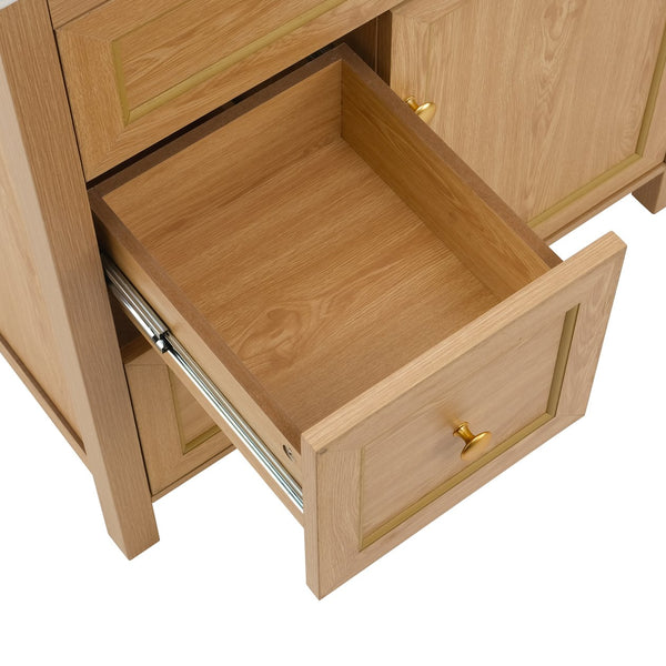 English Elm 30 Inch Fluted Freestanding Bathroom Vanity Solid Wood Soft Close Spa Style W5278S00002