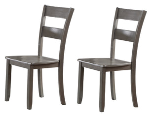 English Elm 2pc Gray Ladder Back Dining Chairs with Wood Seat 17.8"x17"x38.3" Set of 2 Transitional Comfort Style B011P264091