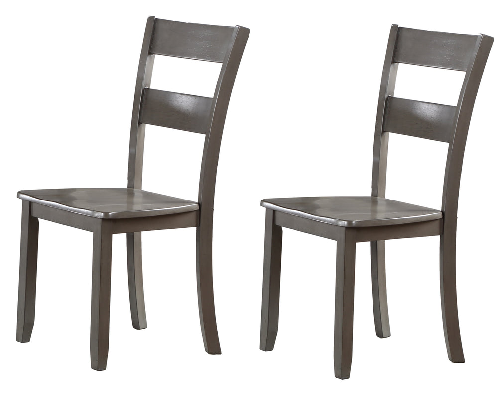 English Elm Transitional 7pc Dining Set Rectangular Wood Table with Ladder Back Chairs in Warm Gray Finish B011S01538