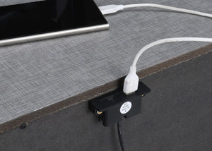 English Elm One PU Wrapped One Drawer Nightstand in Light Gray with Cabinet, Wooden Accent Legs, Felt Drawer Top B2699P233927