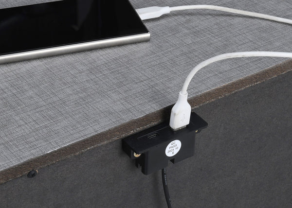 English Elm One PU Wrapped One Drawer Nightstand in Light Gray with Cabinet, Wooden Accent Legs, Felt Drawer Top B2699P233927