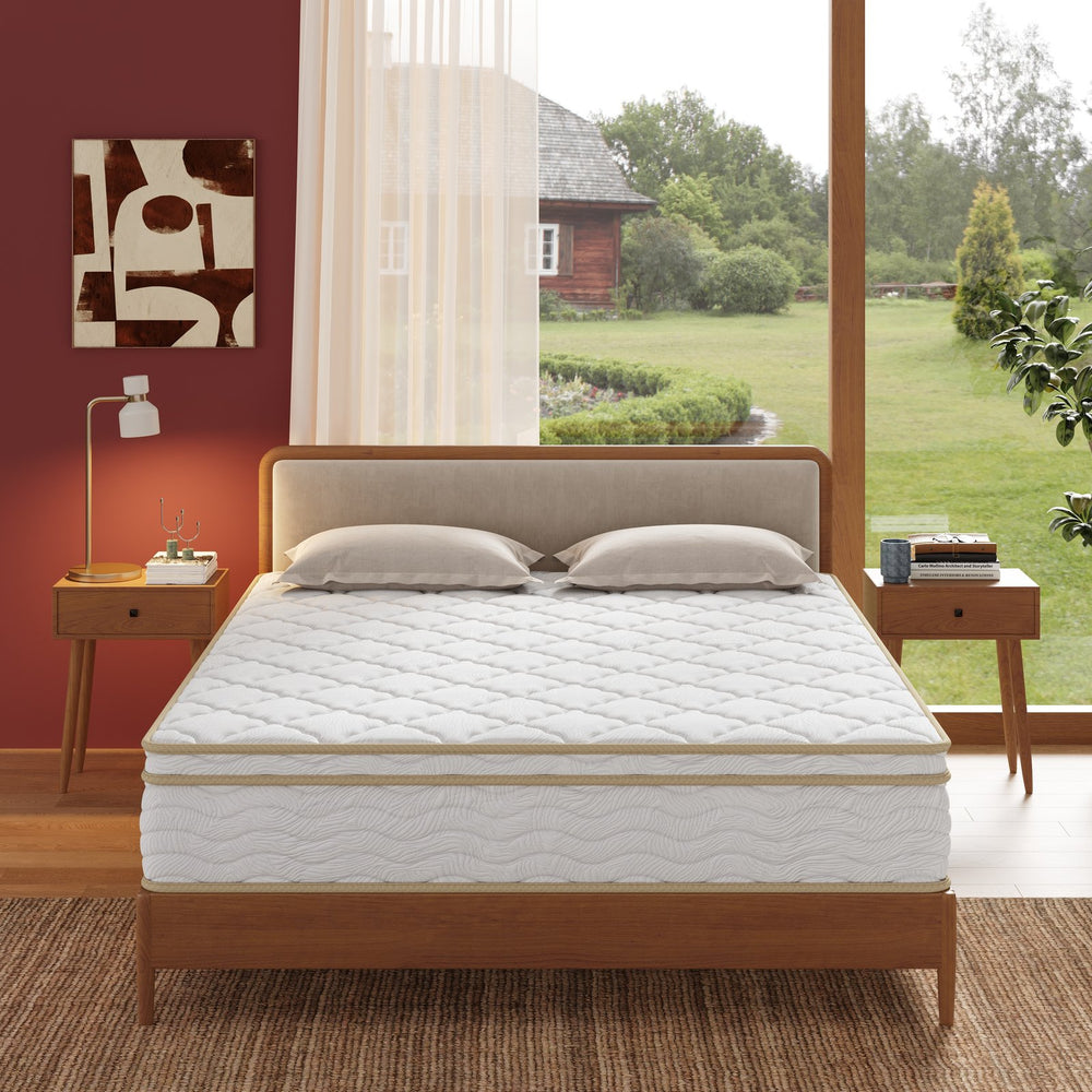 English Elm Queen Hybrid Mattress Euro Top Gel Foam Pocketed Coils Medium Firm 12 Inch Profile B372P396154
