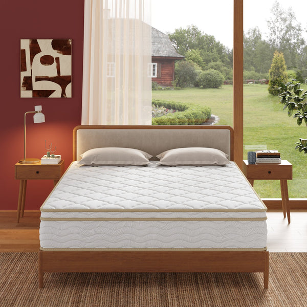 English Elm Queen Hybrid Mattress Euro Top Gel Foam Pocketed Coils Medium Firm 12 Inch Profile B372P396154