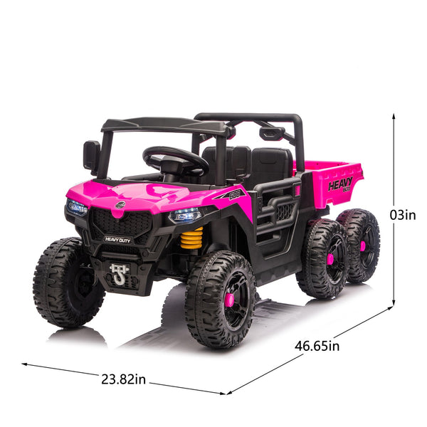 English Elm 24v 400w Six Wheel Kids Electric Dump Truck 4wd Remote Control Ride on Toy Pink W1578P353181