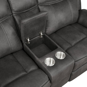 English Elm Franklin Microfiber Reclining Sofa Set with Wall Hugger Design and Tufted Cushioning B062S01586