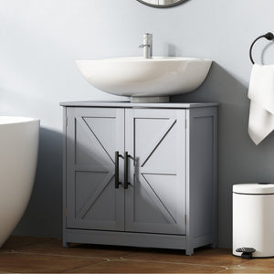 English Elm Bathroom Under Sink Cabinet Dark Green Mdf with Double Doors and Adjustable Shelf T3971P401676