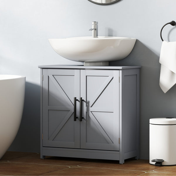 English Elm Bathroom Under Sink Cabinet Dark Green Mdf with Double Doors and Adjustable Shelf T3971P401676