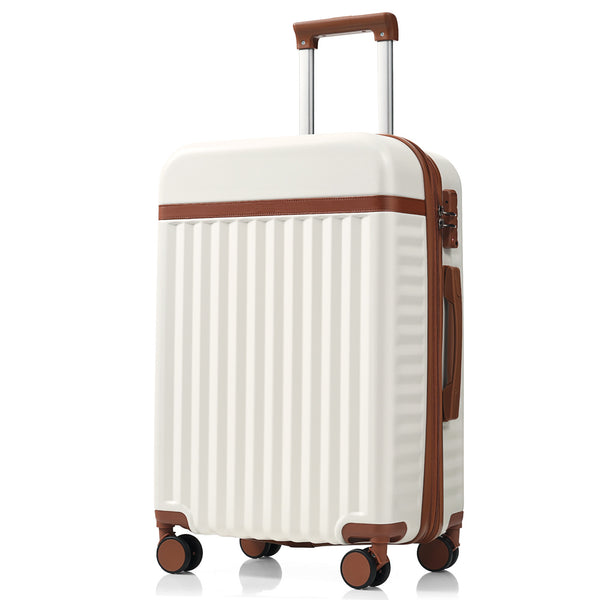 English Elm Luggage 3 Piece Abs Hard Shell Set with Usb Port Front Access and Spinner Wheels White N726P307555O