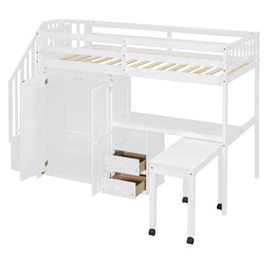 English Elm Queen Murphy Bed with Integrated Desk Cabinet Shelves Space Saving Studio Solution White N708S00013K
