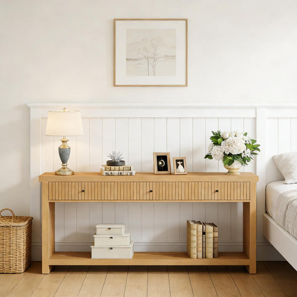 English Elm Coffee Console Table Industrial Metal Frame Vintage Wood Grain 2 Tier Entryway Sofa T3971P447512