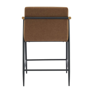 English Elm Christopher Knight Home® - Counter Stool Mid-Century Modern Set of 2 with Metal Frame, Soft Cushions & Solid Wood Armrests Black+Brown N771P247153W