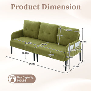 English Elm United We Win Corduroy Loveseat Plush Ergonomic Sofa with Spring Support Metal Legs Olive Green W1568P410049