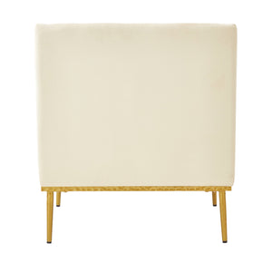 English Elm Modern Velvet Accent Chair Curved Arms Plush Cushion Upholstered Seat for Living Room Beige N763P360686A
