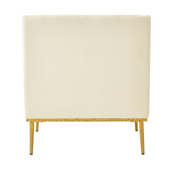 English Elm Modern Velvet Accent Chair Curved Arms Plush Cushion Upholstered Seat for Living Room Beige N763P360686A