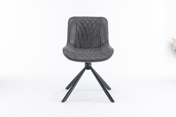 English Elm Mid-Century Modern Swivel Dining Chair Set Of 2 - Elegant Tufted Accents, Metal Legs, Dark Gray T3903P405989