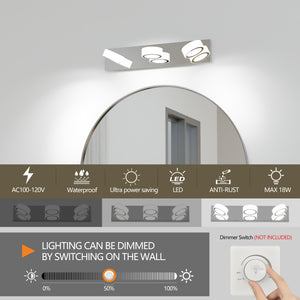 English Elm Led Modern 3-Light Oval Acrylic Vanity Light With Chrome Base – Dimmable Remote Control Fixture 21" W2312P374889