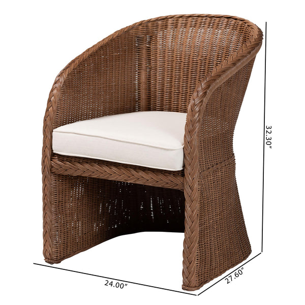 English Elm Bohemian Braided Rattan Accent Chair with Cushion for Casual Living Spaces B2750P467820