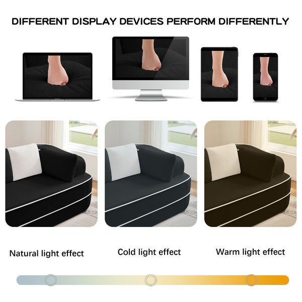 English Elm 106" Teddy Fabric Sofa - Plush L-Shaped Chaise, No Assembly, High-Density Comfort For Modern Living Rooms W714S01426