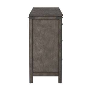 English Elm Storehouse Six Drawer Two Door Dresser with Iron Rivets in Smoked Grey Finish B108P481223