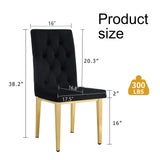 English Elm 4 Piece Dining Chairs.The Gold Metal Legs Complement The Black Velvet, Showcasing A Perfect Blend Of Modern and Classic Elements.Suitable For Various Occasions Such As Kitchens,Conference Rooms, Etc.