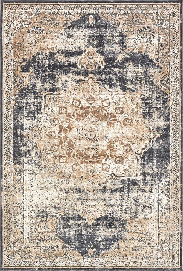 Unique Loom Chateau Roosevelt Machine Made Border Rug Dark Blue, Beige/Brown/Ivory 10' 0" x 14' 5"