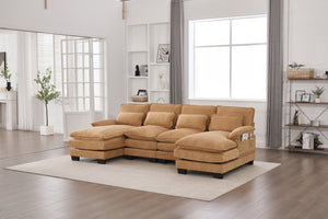 English Elm United U-Shaped Cloud Couch - 110" Chenille Sectional Sofa With Memory Foam & Double Chaise Comfort W1568S00213-GIGA