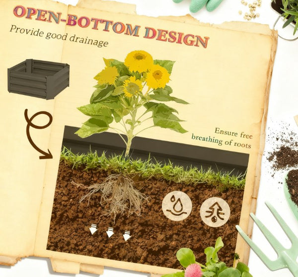 English Elm Garden Galvanized Steel Raised Planter with Integrated Trellis for Climbing Vegetables T3971P422764
