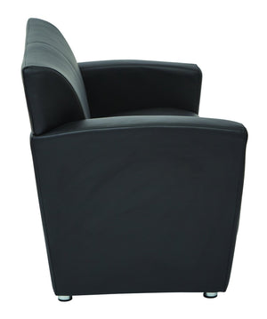 OSP Home Furnishings Loveseat for Two in Faux Leather with Silver Post Legs Modern Contemporary Seating Loveseat SL2912S-U6