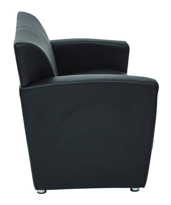 OSP Home Furnishings Loveseat for Two in Faux Leather with Silver Post Legs Modern Contemporary Seating Loveseat SL2912S-U6