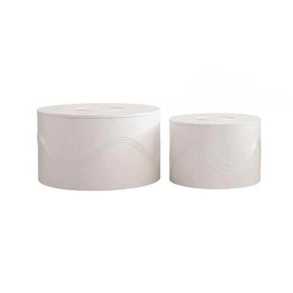 English Elm Set of 2 Fluted Round Nesting Tables Matte Black Solid Wood Living Room Accent W3158P395512