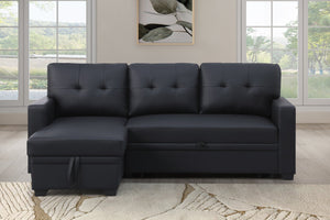 English Elm Convertible Upholstered Sectional Sofa with Pull-out Chaise Sleeper and Storage B2730S00008