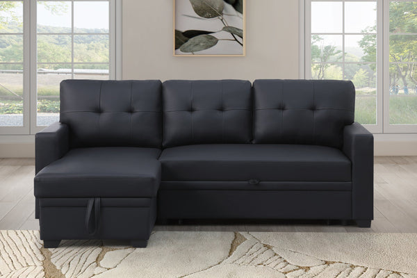 English Elm Convertible Upholstered Sectional Sofa with Pull-out Chaise Sleeper and Storage B2730S00008