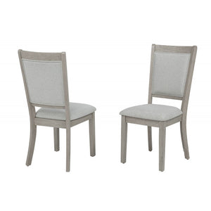 English Elm Farmhouse Round Dining Set 42 Inch Oak Table with Four Upholstered Chairs Seats B011S02196