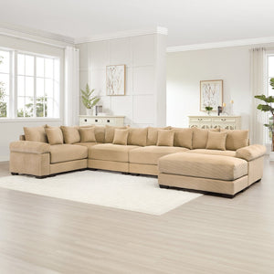 English Elm Oversized Modular Sectional Couch - Luxurious Camel Corduroy, Ergonomic Design, Easy Assembly & Flexibility W714S01315-GIGA