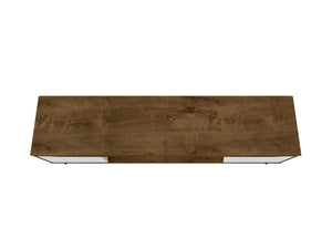 English Elm Bradley Rustic Brown And White 63" Tv Stand With Soft-Close Doors, Open Shelving, And Stylish Legs B365P398368