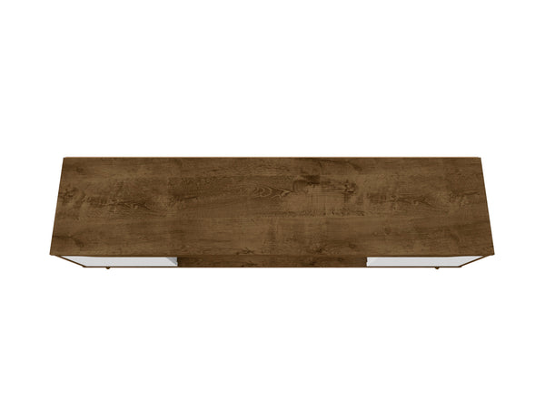 English Elm Bradley Rustic Brown And White 63" Tv Stand With Soft-Close Doors, Open Shelving, And Stylish Legs B365P398368